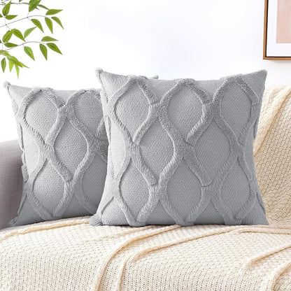 decorUhome Throw Pillow Covers 22x22 Inch Set of 2, Soft Plush Faux Fur Wool by decorUhome