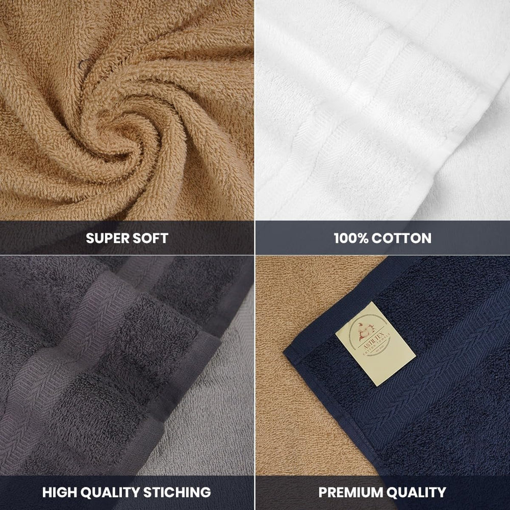 ASTILTEX Bath Towels Pack of 6 – 24" x 48" – 100% Cotton Terry, Sof...