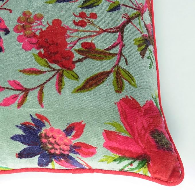 Eyes of India Colorful Velvet Floral Flower Bird Throw Sofa Cushion Couch - Image 3