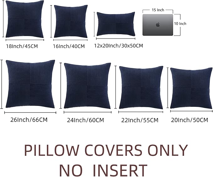 Fancy Homi 2 Packs Navy Blue Decorative Throw Pillow Covers 18x18 Inch - Image 8