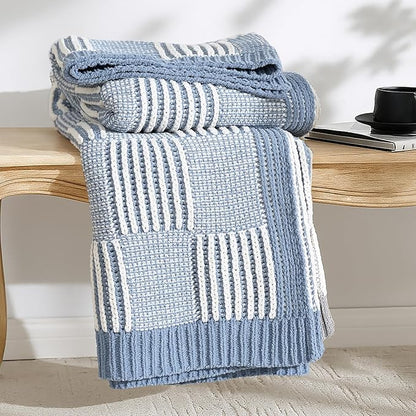 Amélie Home Checkered Knit Throw Blanket by Am%C3%A9lieHome
