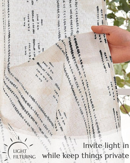 jinchan Boho Kitchen Curtains Linen Cafe Tier Curtains 24 Inch Bohemian - Image 4