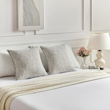 FUTEI Grey Decorative Throw Pillow Covers 18x18 Inch Set of 2, Soft Chenille - Image 5