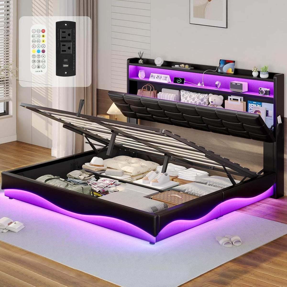 bthfst full size bed frame with lift up, main product view