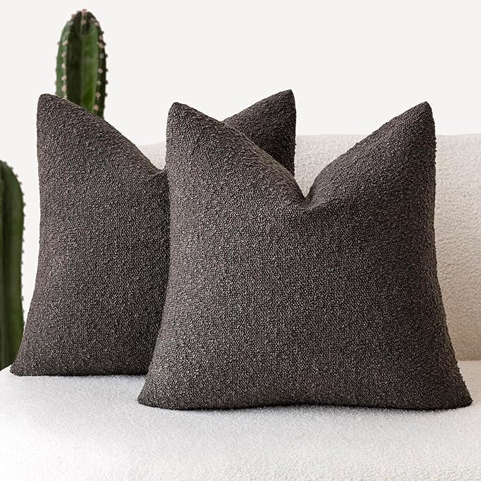 Foindtower Pack of 2 Textured Boucle Throw Pillow Covers Accent Solid by Foindtower
