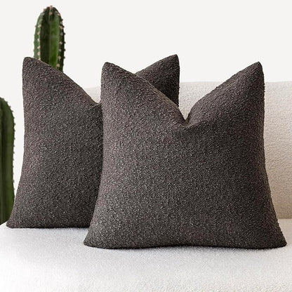 Foindtower Pack of 2 Textured Boucle Throw Pillow Covers Accent Solid by Foindtower