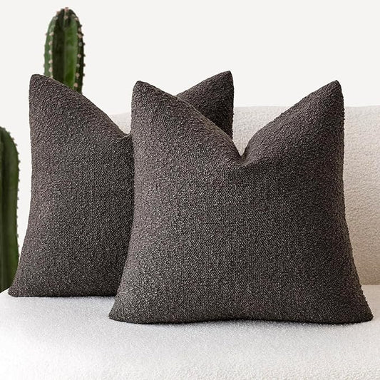 Foindtower Pack of 2 Textured Boucle Throw Pillow Covers Accent Solid by Foindtower