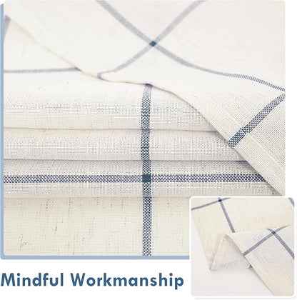 DriftAway Kitchen Curtains Striped Tier Linen Short Curtains Windowpane Plaid - Image 6