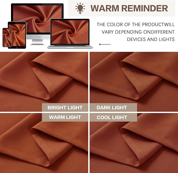 KEQIAOSUOCAI Burnt Orange Window Curtains 72 Inches Long, Fall Block Out Room - Image 7