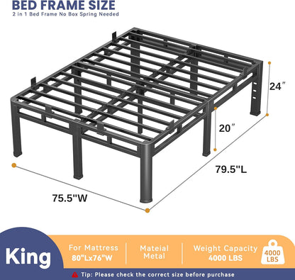 bed frame king size 24 inch tall,double layer, close-up detail