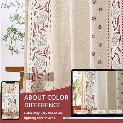 jinchan Christmas Curtains for Bedroom 84 Inches Length Embroidered Bordered - Image 7