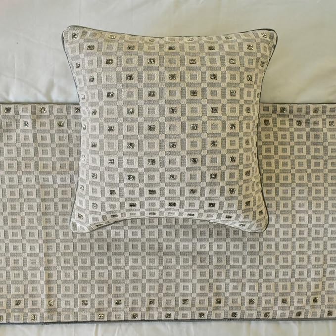 The HomeCentric King/Queen/Twin Grey Designer Queen 74"x18" Bed Runner Without - Image 3