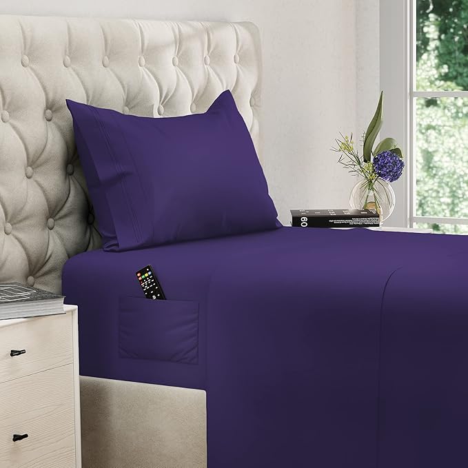 DREAMCARE Twin XL Sheet Sets – 3pcs Cooling Sheets – up to 15” Deep Pocket Twin by DREAMCARE