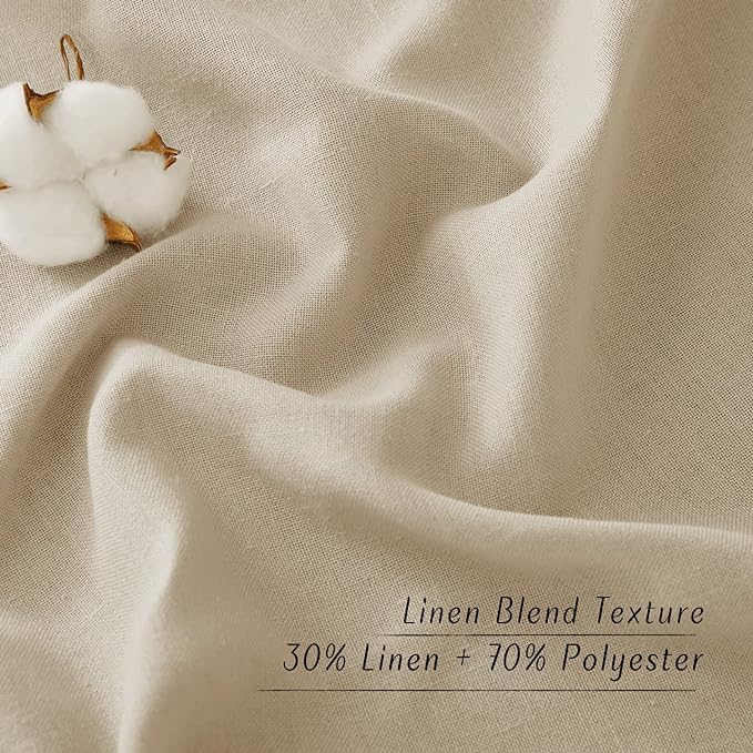 NICETOWN Linen Flax Semi Sheer Curtains 92" Length, Grommet Window Treatments - Image 7