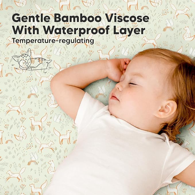 2-Pack Waterproof Pack and Play Sheets, Mini Crib Sheets Fitted - Image 7