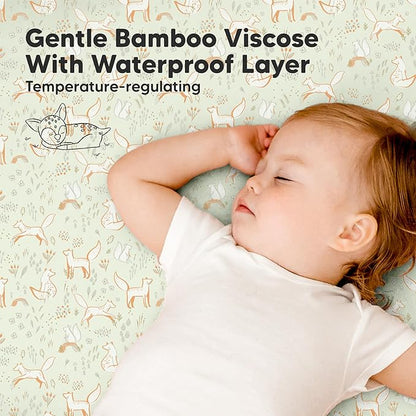 2-Pack Waterproof Pack and Play Sheets, Mini Crib Sheets Fitted - Image 7