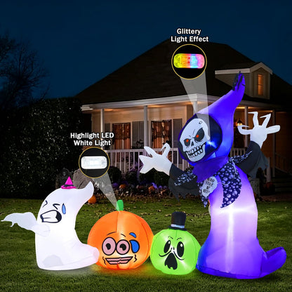 8FT Long Halloween Inflatables Outdoor Decorations with Built-in LED Lights