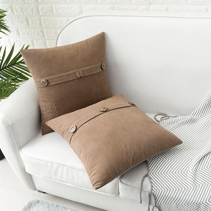 HWY 50 Taupe Chenille Throw Pillow Covers 22x22 Inch - Image 3