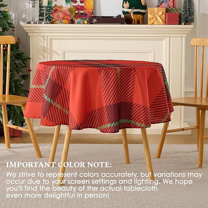 Christmas Tablecloth Round 60 Inch 1 Pack Waterproof, Machine Washable - Image 7