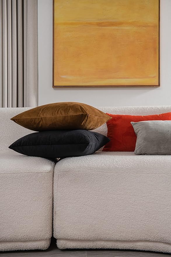 Throw Pillow Cases 18x18 Golden Brown: 2 Pack Cozy Soft Velvet Square - Image 5