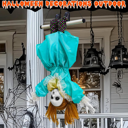 30'' Scary Halloween Animatronic Decorations Outdoor Hanging Swinging Girl