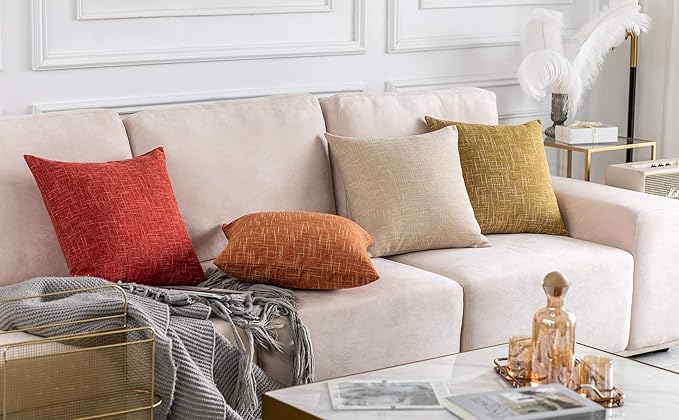 Kevin Textile 2 Packs Fall Large Pillow Covers Decorative Hand Made Faux Linen - Image 5