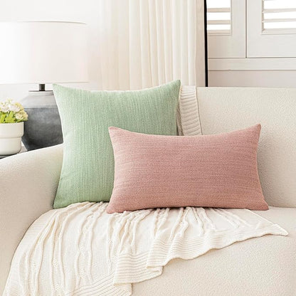 Foindtower Set of 2 Decorative Textured Burlap Linen Throw Pillow Covers - Image 5