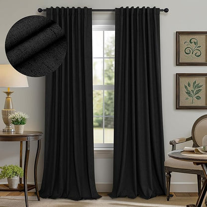 Pitalk Black Blackout Curtains 96 Inches Long by Pitalk