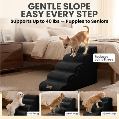 miorun dog stairs for high beds, 24.5" foam, close-up detail