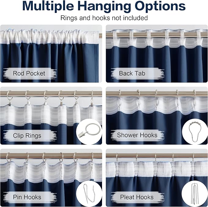 DUALIFE Navy Thermal Insulated Blackout Curtains - Image 3