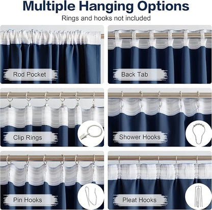 DUALIFE 70 Inch Wide Blackout Curtains Thermal Insulated Drapes Window - Image 3