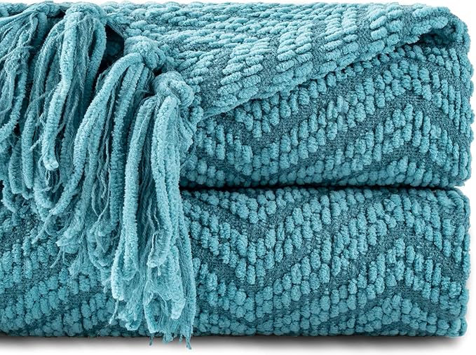 BATTILO HOME Teal Throw Blanket by BATTILOHOME