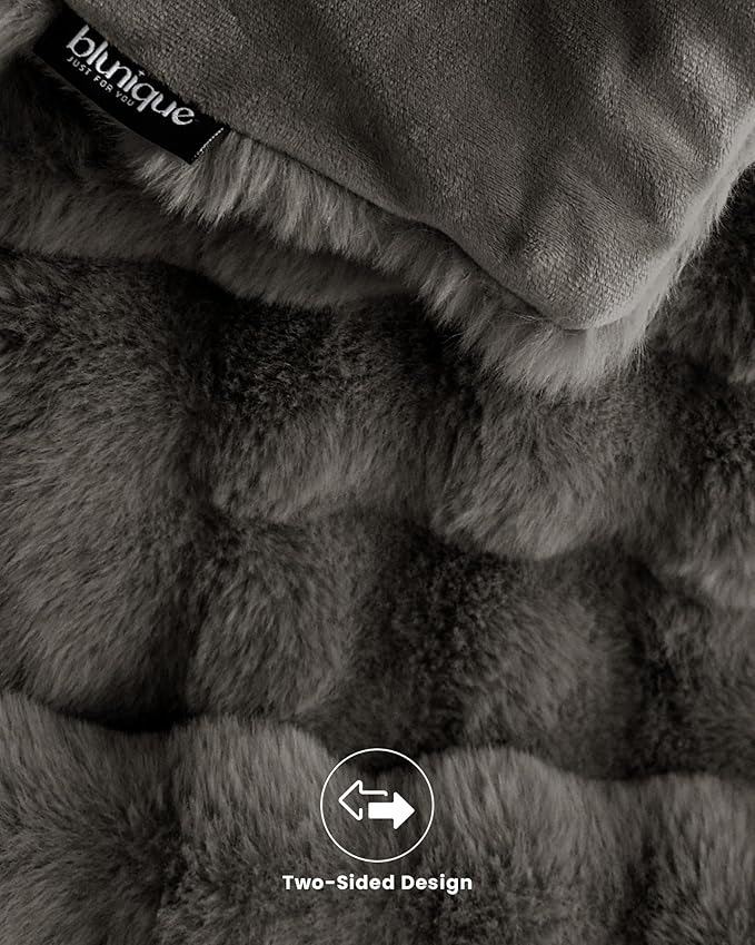 Ultra Soft Cozy Faux Fur Throw Blanket, Fuzzy Plush Thick Bubble Blanket - Image 8