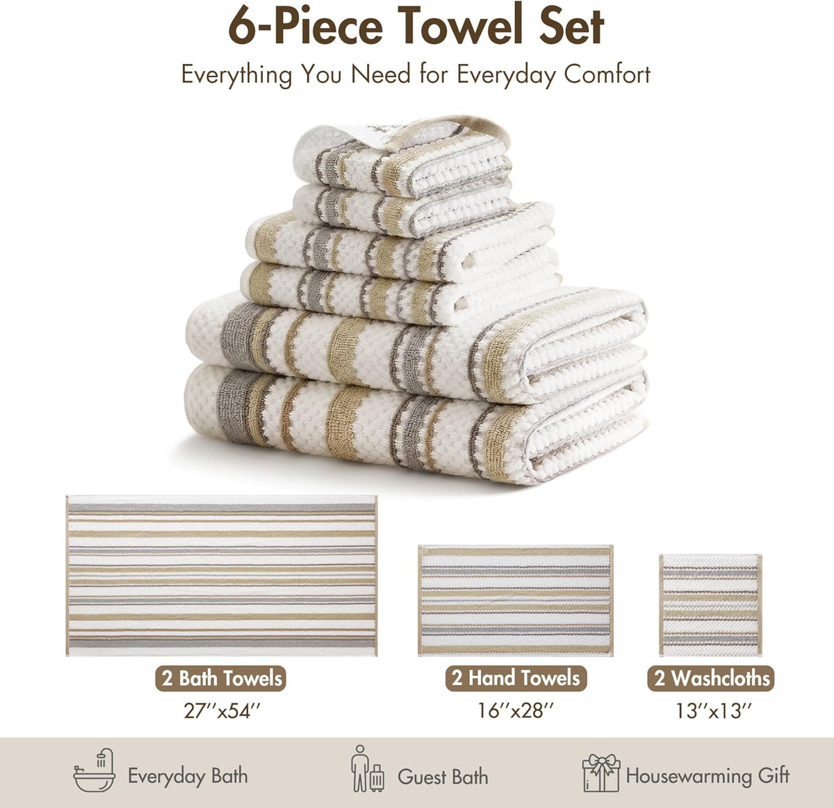 madison park sutton stripe 6 piece cotton bath on a desk or shelf