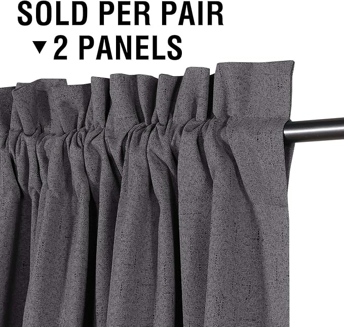 H.VERSAILTEX Linen Look 100% Blackout Curtains 84 Inches Long - Image 3