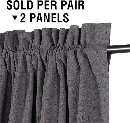 H.VERSAILTEX Linen Look 100% Blackout Curtains 84 Inches Long - Image 3