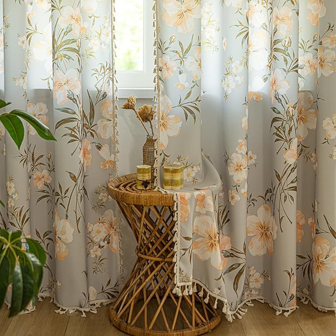 ENJOYBRIDAL Floral Curtains 96 Inches Long Living Room Bedroom Drapes Boho - Image 5