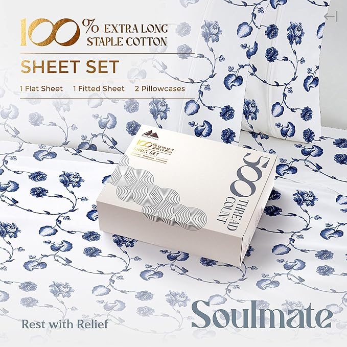 Mayfair Linen 100% Cotton Printed Bed Sheets King Size Set - Image 4