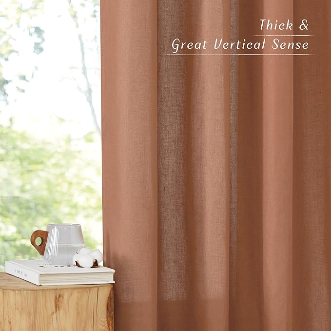 NICETOWN Caramel Linen Curtains - Image 2
