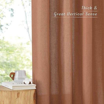 NICETOWN Caramel Linen Curtains - Image 2