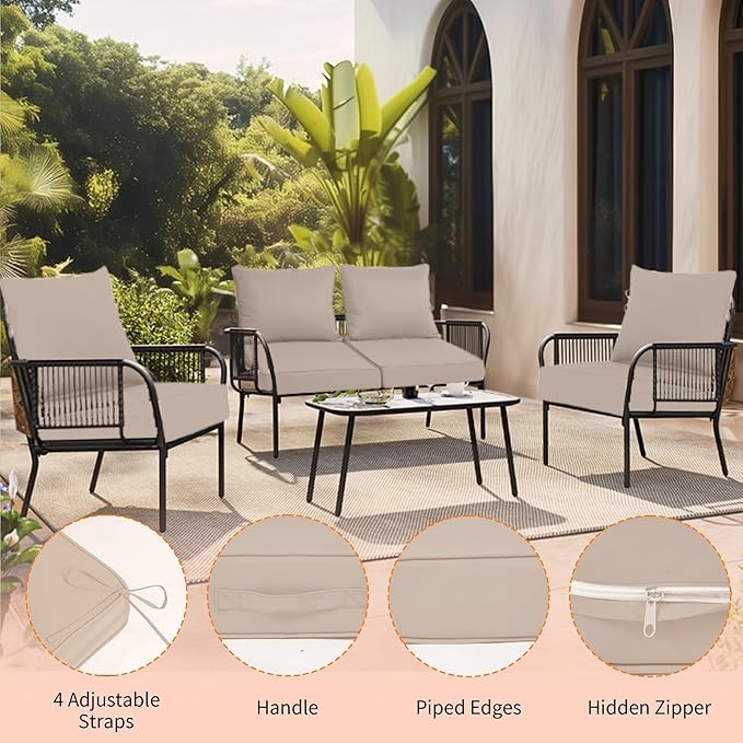 24x24'' Outdoor Chair Cushion Set of 2, UV&Fade Resistant Deep Seat Patio - Image 3