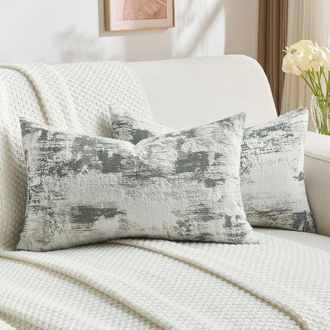 FUTEI Dark Green Decorative Throw Pillow Covers 12x20 Inch Set of 2, Soft Faux by FUTEI
