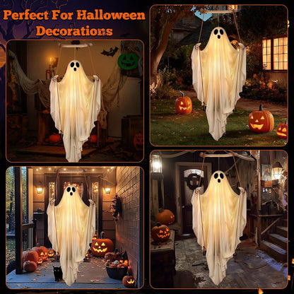 Halloween Decorations Outdoor - 5FT Hanging Swing Ghost with Remote Control
