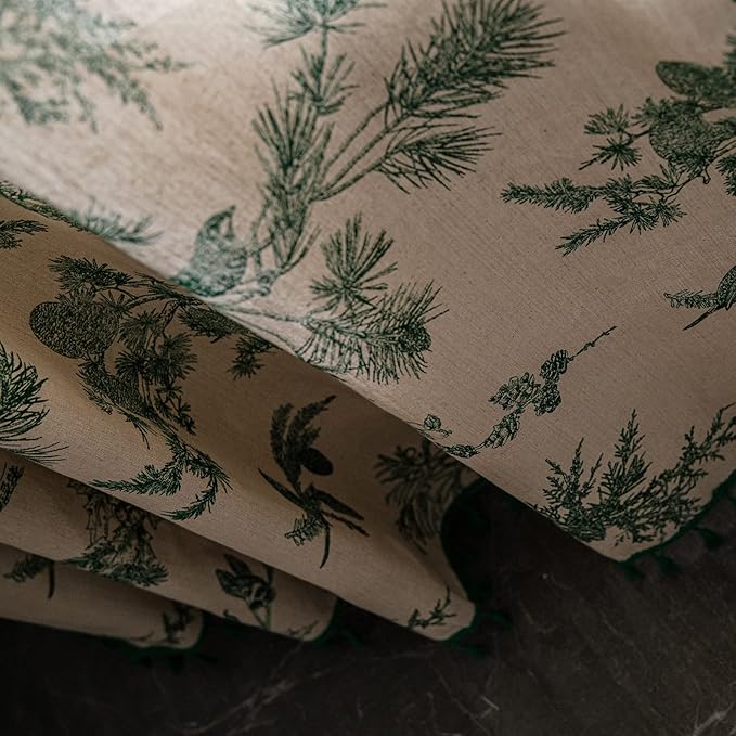 Bohemian Curtains with Tassel Green Semi-Blackout Drapes 63 Inch Length Cotton - Image 9
