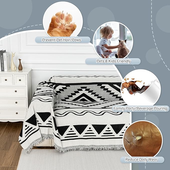MYSKY HOME Couch Cover for Sectional Sofa Set Boho Geometric Furniture Sofa - Image 4