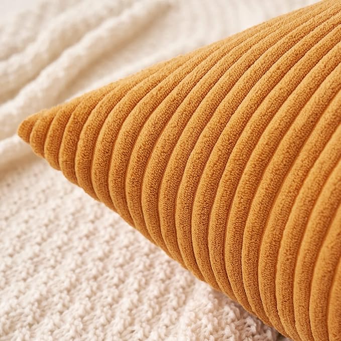 MIULEE Pack of 2 Burnt Orange Pillow Covers 16x16 Inch Soft Boho Striped - Image 2