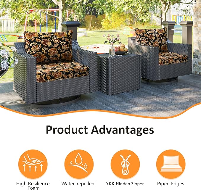 Outdoor Patio Chair Cushions Set, Water-Repellent, Fade Resistant, Deep Seat - Image 2