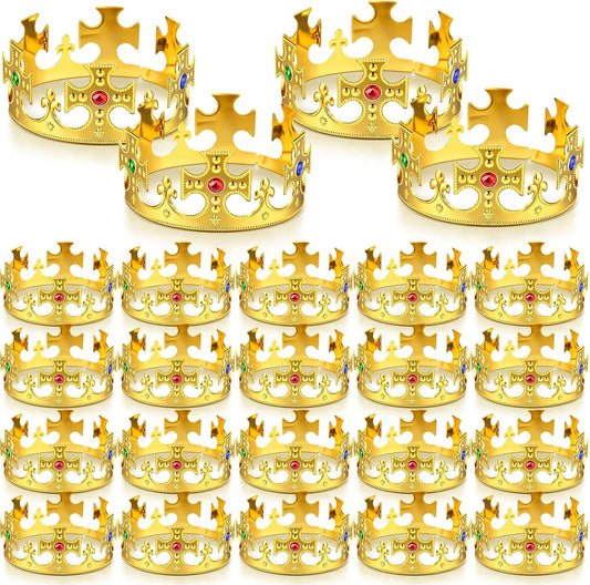Quelay 24 Pcs Halloween Plastic Gold King Crowns Bulk