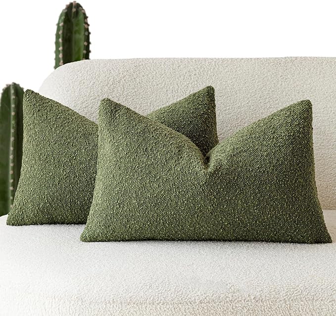 Foindtower Pack of 2 Modern Textured Boucle Throw Pillow Covers Accent Solid by Foindtower