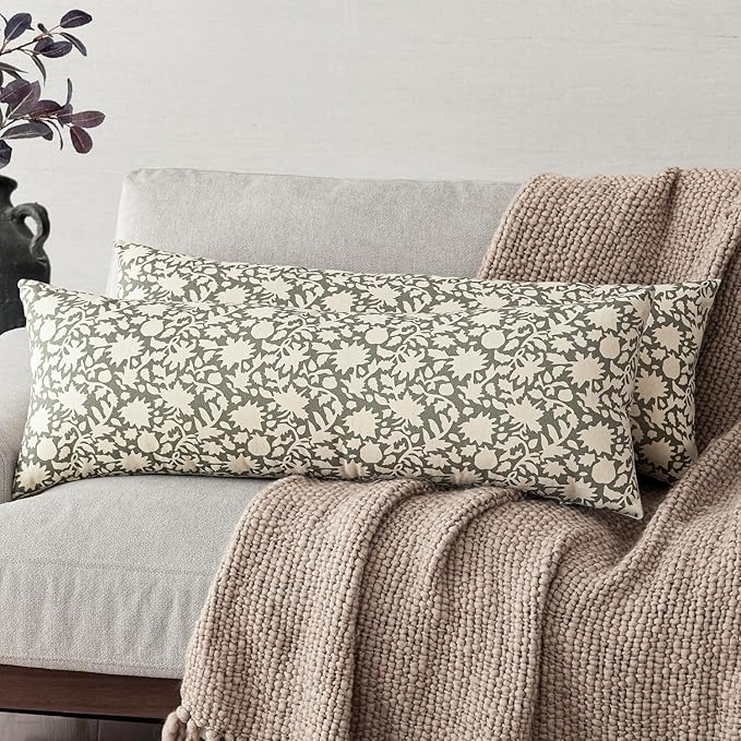 Foindtower Set of 2 Decorative Floral Long Body Lumbar Throw Pillow Covers by Foindtower
